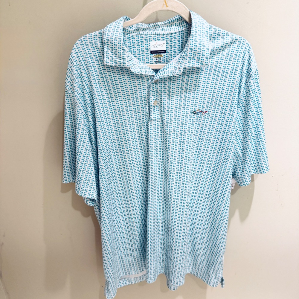 Greg Norman Play Dry Golf Polo Shirt Patterned Short Sleeve XL
